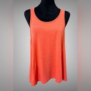 POOF Neon Coral Racerback Tank Top | Exposed Back Zipper Accent Size Large
